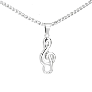 Collier Pendentif Note De Musique En Acier Inoxydable Pour Hommes Femmes Symbole Musical Poli Bijoux Cadeau