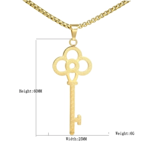 316 Stainless Steel Key Pendant For Women Gold Plated Greek Key Meander Pattern Pendant Only Without Chain Jewelry