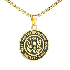 Vintage Military Eagle Medallion Pendant Stainless Steel Round Embossed Commemorative Pendant Only Without Chain Jewelry