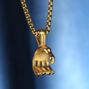 Collier hip-hop avec pendentif griffe dorée et chaîne en maille vénitienne épaisse