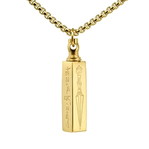 Pendentif Religieux Rétro en Acier Inoxydable pour Hommes Femmes Écriture Tibétaine Phurba Gravé Amulette Pendentif Seul Sans Chaîne