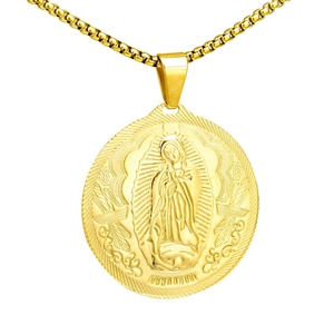 Pendentif Seul en Acier Inoxydable Vintage Vierge Marie Guadalupe Religieux Sans Chaîne pour Hommes Femmes Hip Hop Bijoux