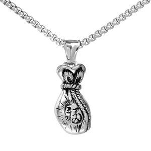 Collier Pendentif Sac d'argent en Acier Inoxydable 316 Vintage Symbole de Fortune Richesse Bijoux pour Hommes Femmes Accessoire