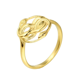 Bague Vintage Double Serpent Enroulé Infinity Pour Hommes Femmes Acier Inoxydable 316L Plaqué Or Poli Rétro Texture Animale Bijoux