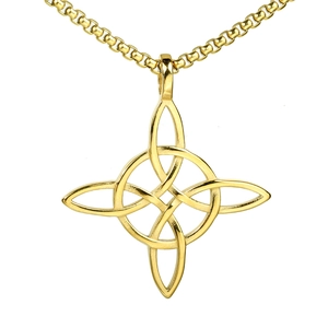 Collier Pendentif Nœud de Sorcière Viking Vintage pour Hommes Acier Inoxydable Nœud Celtique Bijoux Géométriques