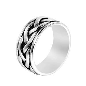 Viking Style 316L Stainless Steel Ring For Men Vintage Celtic Braid Wide Band Ring Nordic Geometric Finger Jewelry Gift