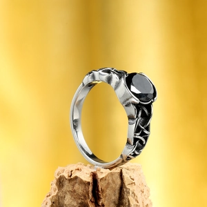 Vintage Tree of Life heart gemstone ring in stainless steel with Celtic knots