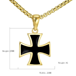 Collier minimaliste en acier inoxydable avec pendentif croix noire et chaîne vénitienne