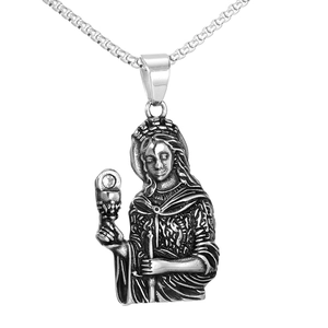 Vintage Stainless Steel Saint Barbara Relief Pendant Religious Hip Hop Jewelry For Men Women Fashion Accessory Gift
