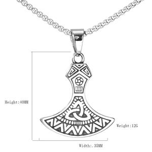 Collier hache Viking nordique en acier titane avec nœuds celtiques, taille 40 mm x 35 mm