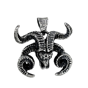 Retro Stainless Steel Gothic Goat Head Baphomet Pentagram Pendant Necklace For Men Punk Rock Jewelry Cast Steel Jewelry