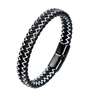 Bracelet en Cuir Tressé Minimaliste pour Hommes Avec Fermoir Magnétique en Acier Inoxydable Bijoux de Mode Tressés à la Main