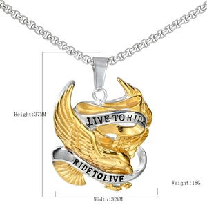 Vintage eagle stainless steel pendant necklace for men with measurements 37mm by 32mm