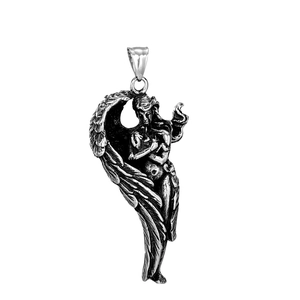 Collier Pendentif Aile d'Ange en Acier Inoxydable Vintage pour Hommes Femmes Bijoux Pendentif Ange Plume Rétro Gothique