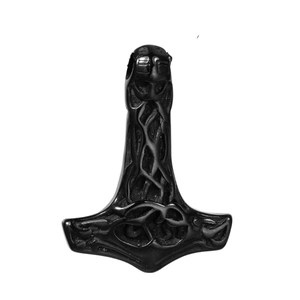 Collier Pendentif Marteau De Thor Mjolnir Viking Pour Homme Acier Inoxydable Bijoux De Nœud Celtique Nordique En Couleur Noir Et Acier