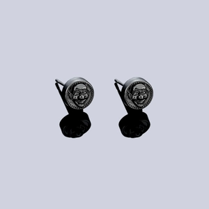 Boucles d'Oreilles Clous Masque Joker en Relief Punk Gothique pour Hommes Femmes Cuivre Argent Rétro Noir de Fusil Bijoux