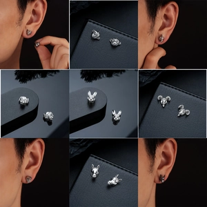 Doce Signos del Zodiaco Pendientes de Clip Magnéticos Sin Perforación Cabeza de Animal Retro Cobre Punk Pendientes Para Hombre Mujer Joyería