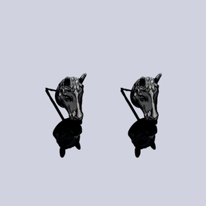 Vintage Copper Zodiac Horse Head Stud Earrings For Men Women Unisex Animal Ear Clip On Earrings Punk Trendy Jewelry