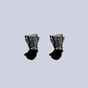 Retro Sanxingdui Mask Copper Stud Earrings For Men Women Vintage National Style Electroplated Stainless Steel Earring Post