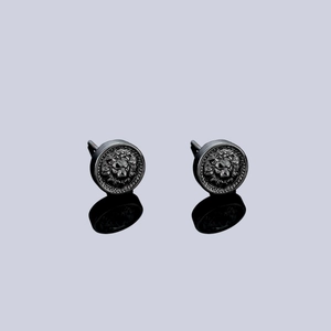 Vintage Copper Lion Head Stud Earrings For Men Women Punk Retro Round Relief Design Electroplated Unisex Ear Clip Jewelry