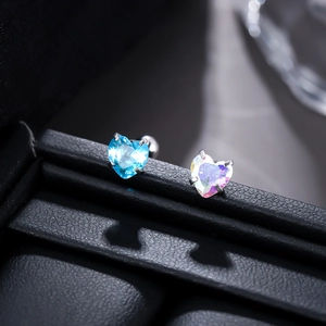Herzform Edelstahl Ohrstecker Blau Irisierend Strass Poliert Schmuck Für Damen Herren Pendler Geschenk