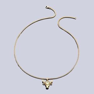 Collier avec pendentif tête de bœuf doré et chaîne vénitienne pour hommes et femmes