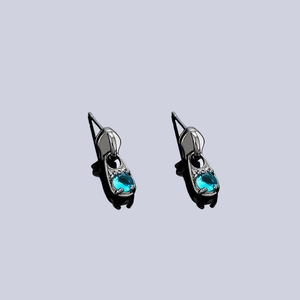 Boucles d'oreilles créatives en forme de fermeture éclair avec zircons bleus brillants
