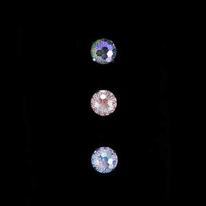 Four-prong titanium steel stud earrings with gradient fireworks cut crystals in three colors
