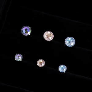 Firework Cut Stainless Steel Stud Earrings For Men Women Four Claw Simple Fashion Light Luxury Rhinestone Unisex Ear Jewelry