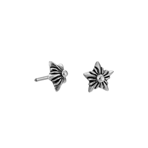 Retro punk pentagram stud earrings in oxidized silver steel for men and women
