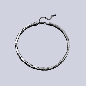 Polished silver titanium steel fish scale chain necklace with lobster clasp and extender