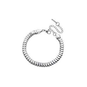 Minimalist silver fish scale titanium steel bracelet with lobster clasp and adjustable chain