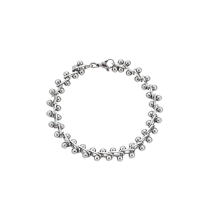 Bracciale a catena con sfere in acciaio inossidabile lucido e chiusura a moschettone