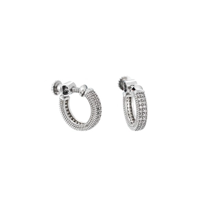 Silberne Ohrstecker mit Schraubverschluss und Mikro-Pave-Zirkonia für Damen und Herren