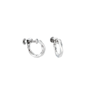 Boucles d'oreilles Mobius argentées ajustables pour hommes avec fermoir à vis poli