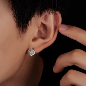 Sparkling rhinestone sunburst stud earrings in silver finish with pavé set crystals
