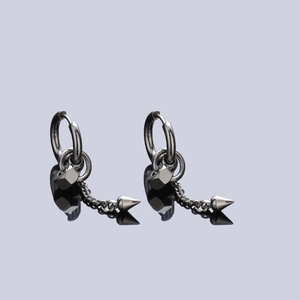 Titanium Steel Cone Long Chain Drop Earrings Punk Geometric Nut Spike Ear Clips Vintage Unisex Jewelry No Fading Earrings