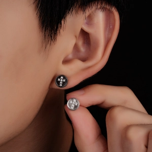 Boucles d'Oreilles Clous Minimalistes en Cuivre avec Croix et Strass Incrustés Boucles d'Oreilles Rondes Électroplaquées Bijoux Mode