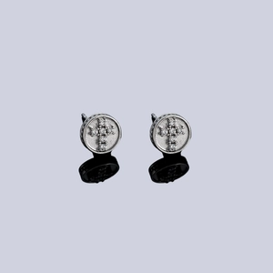 Boucles d'oreilles croix en argent élégantes avec zircons pour hommes et femmes