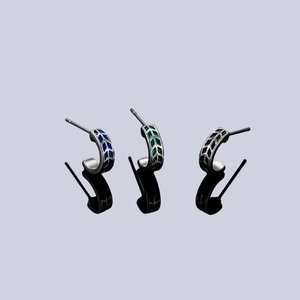 Vintage Copper C-Shaped Stud Earrings Geometric Arrow Pattern Enamel Drip Oil Earring Steel Post Fashion Jewelry For Women Men