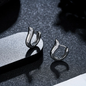 Minimalist Stainless Steel Geometric Ear Cuffs For Women Men Irregular Wave Polished Silver Hoop Earrings Fashion Jewelry