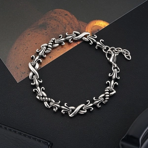 Vintage Gothic Fleur De Lis Titanium Steel Bracelet For Men Punk Oxidized Silver Adjusted Lobster Clasp Fashion Jewelry