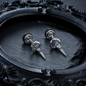 Gothic Titanium Steel Wolf Tooth Spike Earrings Personalized Punk Cross Hoop Stud Earrings For Men Women Cool Silver Jewelry