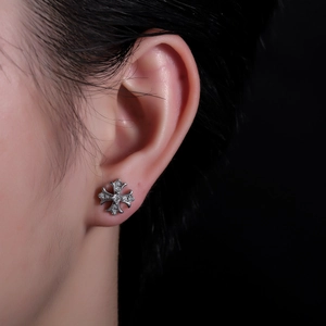 Boucles d'oreilles iris croix gothique en argent et zircon pour hommes et femmes chic