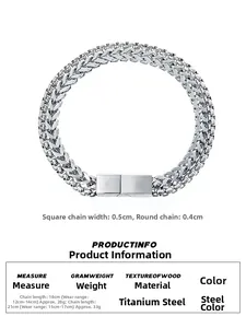 Detailed view of titanium steel double layer wheat chain with magnetic clasp dimensions