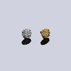 Vintage Titanium Steel Iris Cross Stud Earrings For Men Women Gothic Punk Rhinestone Inlaid Stainless Steel Post Ear Jewelry