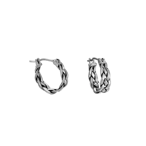 Boucles d'oreilles créoles tressées en acier titane au design vintage pour hommes et femmes