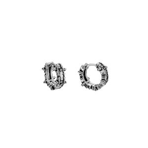 Retro titanium steel hoop earrings with gothic cross floral embossing for men and women