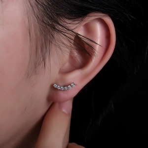 Boucles d'oreilles croissants en acier titane avec zircons étincelants pour femmes