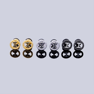 Boucles d'Oreilles Clous Rondes en Acier Inoxydable Lettre H Bijoux Unisexe Mode Luxe Léger Or Argent Noir